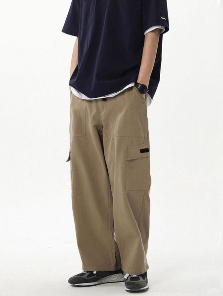 men patch detail cargo pants u4zb#, Black