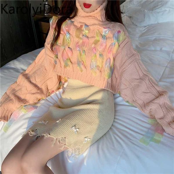 korean short style turtleneck women short sweaters sweet lace up ribbon woman sweaters femme knitted pullovers 1, White;black
korean short style turtleneck women short sweaters sweet lace up ribbon woman sweaters femme knitted pullovers 1, White;black