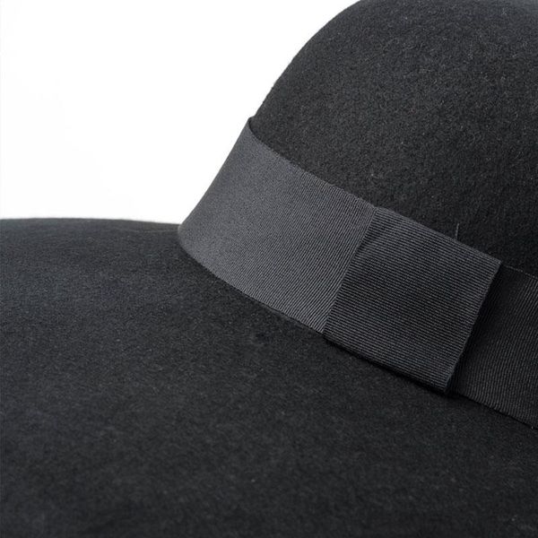 women 16cm large wide brim wool felt hat chic floppy warm winter trilby hat ribbon bowknot church dress wedding fedora jazz hat, Black;white
women 16cm large wide brim wool felt hat chic floppy warm winter trilby hat ribbon bowknot church dress wedding fedora jazz hat, Black;white