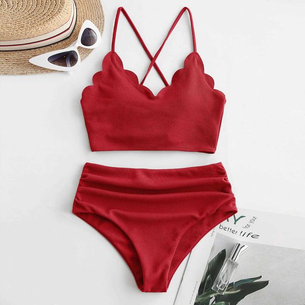 40# women crisscross back bikinis set push up solid high waist rib two piece swimwear swimsuit women's beach biquíni, White;black
40# women crisscross back bikinis set push up solid high waist rib two piece swimwear swimsuit women's beach biquíni, White;black