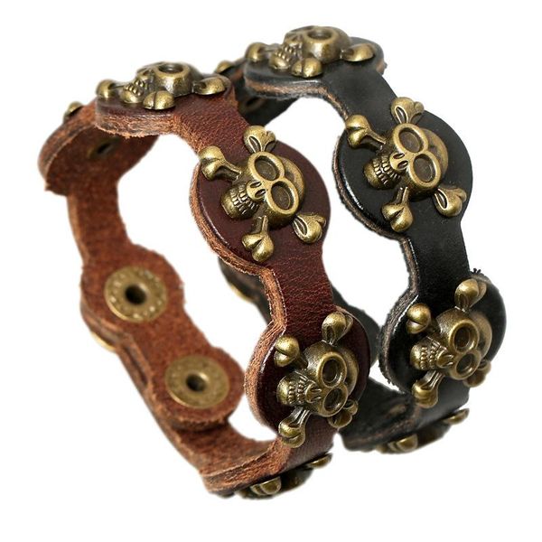 charm bracelets 2021 skull shape leather bracelet men bangle punk style wide temperament simple elegant individual vintage, Golden;silver
charm bracelets 2021 skull shape leather bracelet men bangle punk style wide temperament simple elegant individual vintage, Golden;silver
