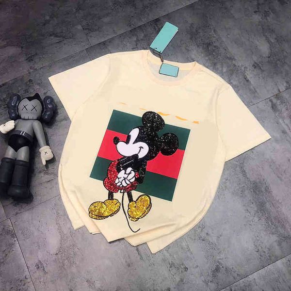 2022 factory wholesale new heavy industry sequin cartoon short red green square printed letters loose half sleeve t-shirt qingdao, White
2022 factory wholesale new heavy industry sequin cartoon short red green square printed letters loose half sleeve t-shirt qingdao, White