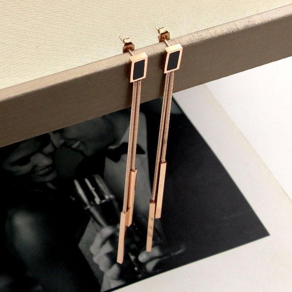 fashion new tassel earrings black square snake bone rectangular strip rose gold earrings for women jewelry wholesale1, Silver
fashion new tassel earrings black square snake bone rectangular strip rose gold earrings for women jewelry wholesale1, Silver