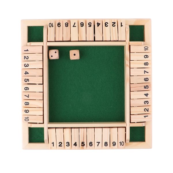 shut the box dice board game 4 sided 10 number wooden flaps & dices game set for 4 people pub bar party supplies
shut the box dice board game 4 sided 10 number wooden flaps & dices game set for 4 people pub bar party supplies