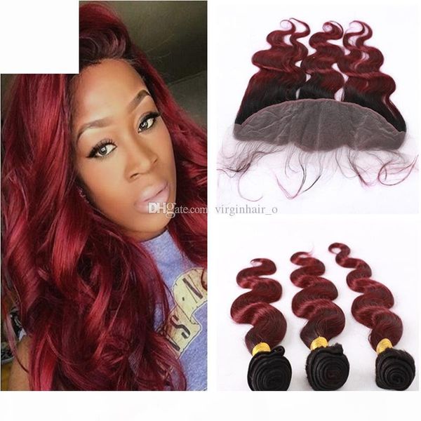 wine red ombre body wave hair bundles with ear to ear lace frontal closure #1b 99j burgundy ombre virgin hair with full frontals, Black
wine red ombre body wave hair bundles with ear to ear lace frontal closure #1b 99j burgundy ombre virgin hair with full frontals, Black