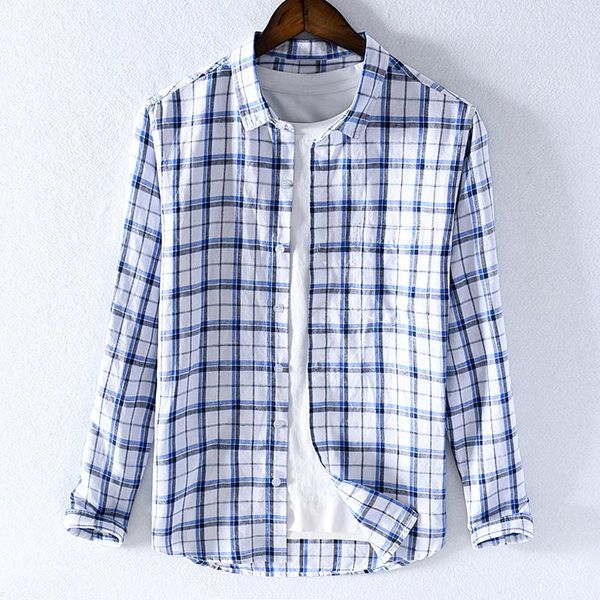 men's casual shirts 2021 long-sleeved plaid linen shirt men brand autumn for fashion mens chemise camisa overhemd, White;black
men's casual shirts 2021 long-sleeved plaid linen shirt men brand autumn for fashion mens chemise camisa overhemd, White;black