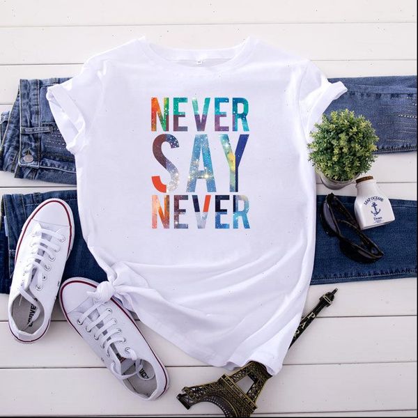 never say never women t shirt 100% cotton plus size short sleeve t shirt female vintage tshirt o neck harajuku tees, White
never say never women t shirt 100% cotton plus size short sleeve t shirt female vintage tshirt o neck harajuku tees, White
