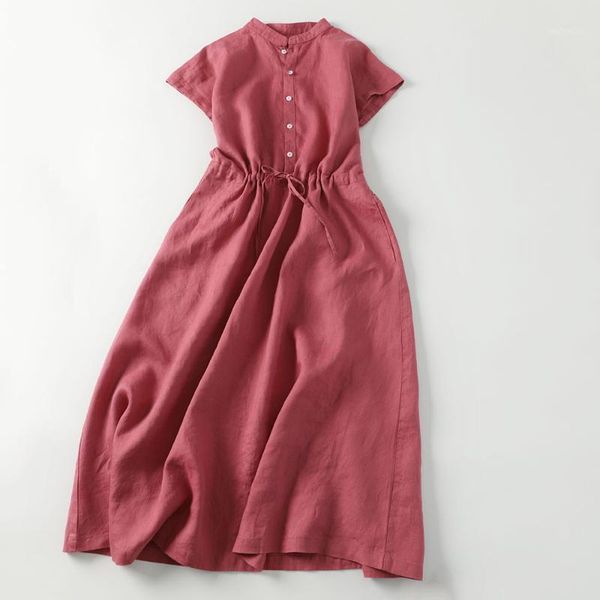 linen classic shirt dress short-sleeved stand collar waist swing long cotton and women's summer 2531, Black;gray
linen classic shirt dress short-sleeved stand collar waist swing long cotton and women's summer 2531, Black;gray
