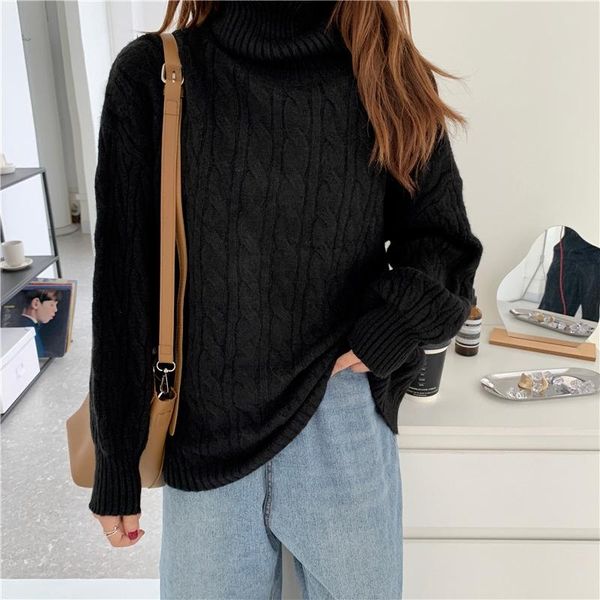 women's fashion casual thicken high neck twist sweater women's long sleeve top, White;black
women's fashion casual thicken high neck twist sweater women's long sleeve top, White;black