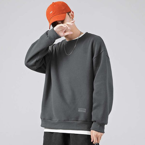spring and autumn 2020 new grey sweater men's round neck loose trend, Black 
spring and autumn 2020 new grey sweater men's round neck loose trend, Black
