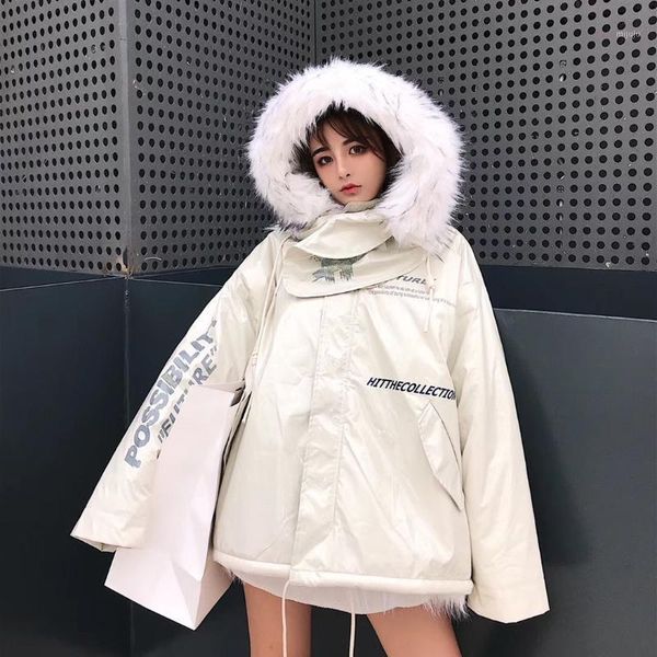 2018 fur ladies windbreaker jacket cotton big fur collar hooded white cute fashion youth hip hop warm jacket streetwear1, Black
2018 fur ladies windbreaker jacket cotton big fur collar hooded white cute fashion youth hip hop warm jacket streetwear1, Black