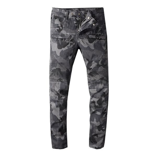 new men's male fashion casual camouflage printed biker jeans for motorcycle military pleated slim stretch denim pants trousers, Blue
new men's male fashion casual camouflage printed biker jeans for motorcycle military pleated slim stretch denim pants trousers, Blue