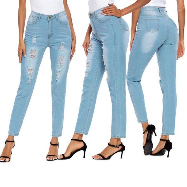 women's jeans hole pancil-pants bleached stretch denim high-waist women casual dm0011, Blue
women's jeans hole pancil-pants bleached stretch denim high-waist women casual dm0011, Blue