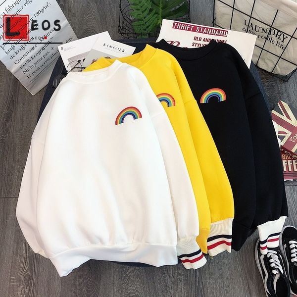womens long sleeve sweatshirt fashion rainbow embroidery hoodies pullover 90s aesthetic oversized hoodie girl streetwear t200525, Black
womens long sleeve sweatshirt fashion rainbow embroidery hoodies pullover 90s aesthetic oversized hoodie girl streetwear t200525, Black