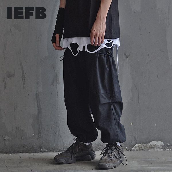 iefb wide legged overalls men's high street fashion elastic waist hip hop black trousers drawstring loose causal pants 9y4788
iefb wide legged overalls men's high street fashion elastic waist hip hop black trousers drawstring loose causal pants 9y4788