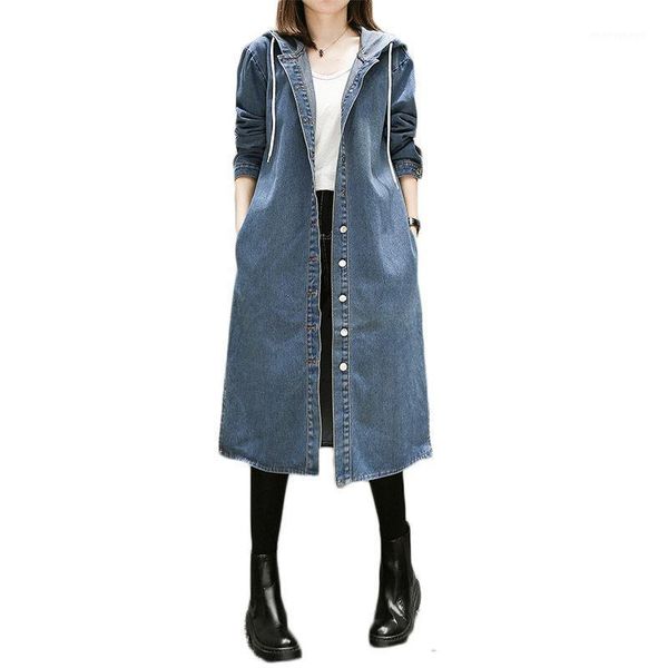 women's trench coats casual hooded denim jacket female 2021 spring bf wind loose large size long windbreaker coat split blusas mujer la, Tan;black
women's trench coats casual hooded denim jacket female 2021 spring bf wind loose large size long windbreaker coat split blusas mujer la, Tan;black