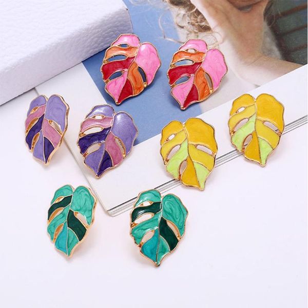 delicate ladies summer trend colorful simple metal painting oil leaves earrings, Silver
delicate ladies summer trend colorful simple metal painting oil leaves earrings, Silver