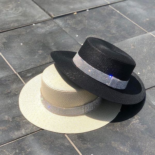 spring summer new retro gold braided flat head straw hat lady wide eaves sunscreen sun hat summer diamond cap 2020 hot, Blue;gray
spring summer new retro gold braided flat head straw hat lady wide eaves sunscreen sun hat summer diamond cap 2020 hot, Blue;gray