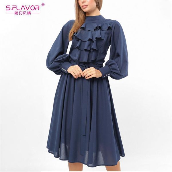 s.flavor women ruffle o neck casual dress vintage long sleeve pleated a line dress spring fashion elegant party chiffon vestidos1, Black;gray
s.flavor women ruffle o neck casual dress vintage long sleeve pleated a line dress spring fashion elegant party chiffon vestidos1, Black;gray