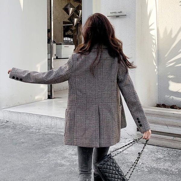 fall winter women plaid jacket retro brown ladies korean coat fashion with belt slim outwear female temperament clothes f1121, Black;brown
fall winter women plaid jacket retro brown ladies korean coat fashion with belt slim outwear female temperament clothes f1121, Black;brown