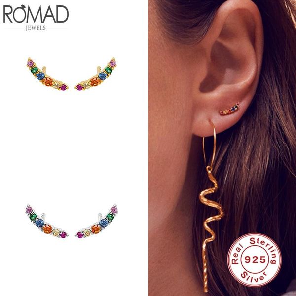 stud romad 100% real 925 sterling silver earrings for women tiny colorful rainbow cz earring fine jewelry piercing pendientes w5, Golden;silver
stud romad 100% real 925 sterling silver earrings for women tiny colorful rainbow cz earring fine jewelry piercing pendientes w5, Golden;silver