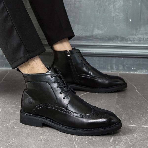 business men casual marriage formal dress leather shoes platform tan cinnamon bullock ankle boot gentleman boots jlai, Black
business men casual marriage formal dress leather shoes platform tan cinnamon bullock ankle boot gentleman boots jlai, Black