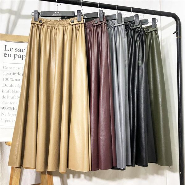 autumn winter women pu leather skirt urban ladies office high waist mid-calf brief a-line long skirt, Black
autumn winter women pu leather skirt urban ladies office high waist mid-calf brief a-line long skirt, Black