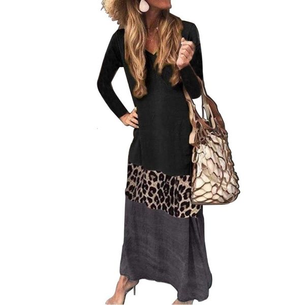 stitching selling v-neck leopard contrast long sleeve casual dress, Black;gray
stitching selling v-neck leopard contrast long sleeve casual dress, Black;gray
