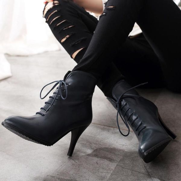 bonjomarisa female elegant solid shoes lace high heels ankle boots zipper thin heel office casual boots women new shoes woman, Black
bonjomarisa female elegant solid shoes lace high heels ankle boots zipper thin heel office casual boots women new shoes woman, Black