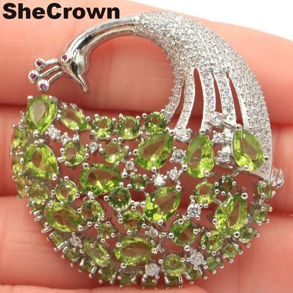 43x42mm beautiful 13.4g flowers shape created green peridot cz wedding european silver brooch 201009, Gray
43x42mm beautiful 13.4g flowers shape created green peridot cz wedding european silver brooch 201009, Gray