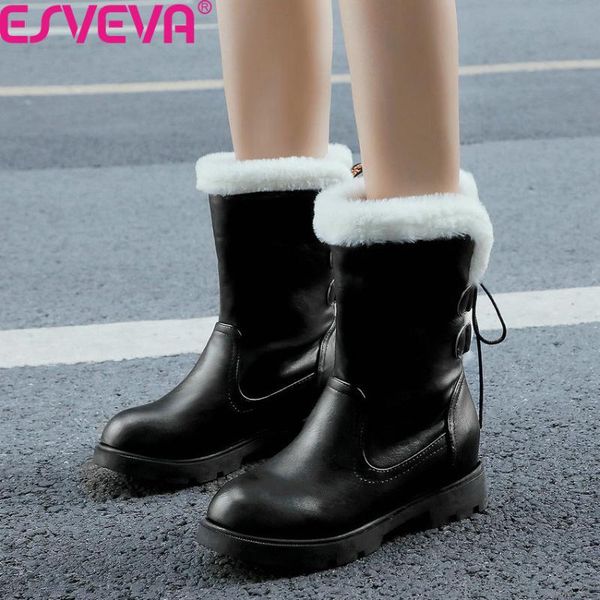 boots esveva 2021 platform pu leather casual ankle round toe lace up snow boot square heel winter warm fur women shoes size34-43, Black
boots esveva 2021 platform pu leather casual ankle round toe lace up snow boot square heel winter warm fur women shoes size34-43, Black