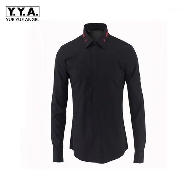 2020 new men black white formal bridegroom dress shirts star embroidery lapel collar spring long sleeved office work male 1, White;black
2020 new men black white formal bridegroom dress shirts star embroidery lapel collar spring long sleeved office work male 1, White;black