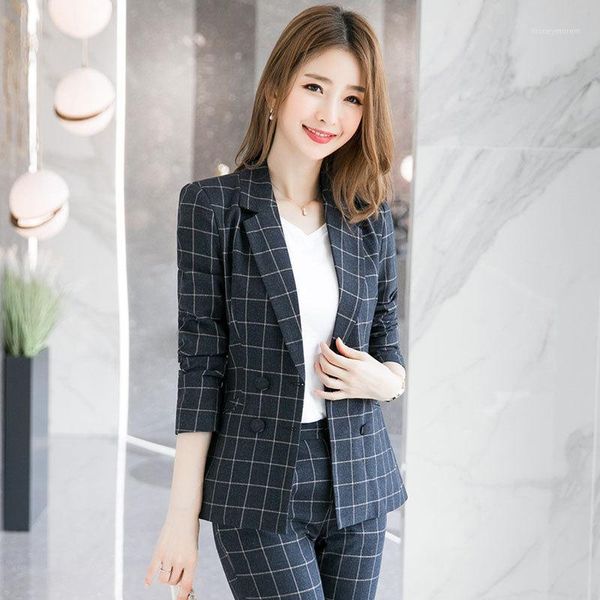 autumn winter grid style temperament long sleeve women casual plaid pants suit plus size1, White
autumn winter grid style temperament long sleeve women casual plaid pants suit plus size1, White