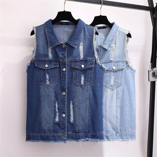 2020 new women's jeans vest coat sleeveless denim jacket large size 6xl female waistcoat casual holes vests outerwear m359, Black;white
2020 new women's jeans vest coat sleeveless denim jacket large size 6xl female waistcoat casual holes vests outerwear m359, Black;white