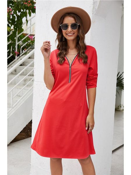 quarter sleeve womens dresses casual females clothing zipper panelled womens designer dresses fashion v neck three, Black;gray
quarter sleeve womens dresses casual females clothing zipper panelled womens designer dresses fashion v neck three, Black;gray