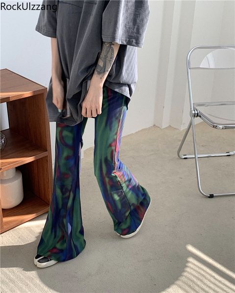 elastic high waist long flare pant bell bottom korean summer tie dye dark contrast print slim harajuku streetwear trousers 201118, Black;white
elastic high waist long flare pant bell bottom korean summer tie dye dark contrast print slim harajuku streetwear trousers 201118, Black;white