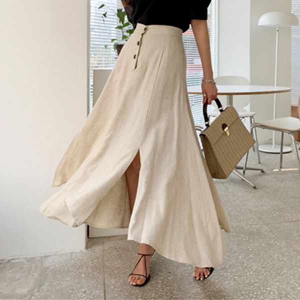 mozuleva 2020 women's vintage elastic waist buttons irregular skirts summer female casual cotton and linen split long skirts q1209, Black
mozuleva 2020 women's vintage elastic waist buttons irregular skirts summer female casual cotton and linen split long skirts q1209, Black