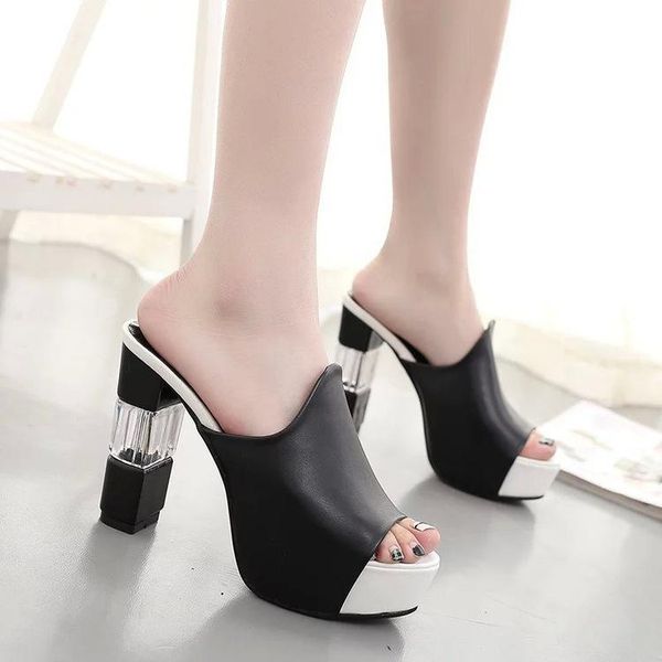 summer leather fashion women high heels sandals mature mixed colors female square heels brand slip on sandals, Black
summer leather fashion women high heels sandals mature mixed colors female square heels brand slip on sandals, Black