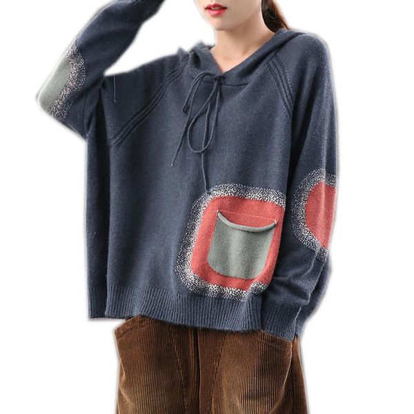women sweater pullover outwear hooded big loose oversized patchwork retro vintage casual spring autumn a11231217, White;black
women sweater pullover outwear hooded big loose oversized patchwork retro vintage casual spring autumn a11231217, White;black