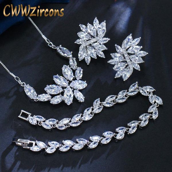 cwwzircons super sparkling marquise cubic zirconia necklace earrings and bracelet sets for women wedding party jewelry gift t013, Silver
cwwzircons super sparkling marquise cubic zirconia necklace earrings and bracelet sets for women wedding party jewelry gift t013, Silver