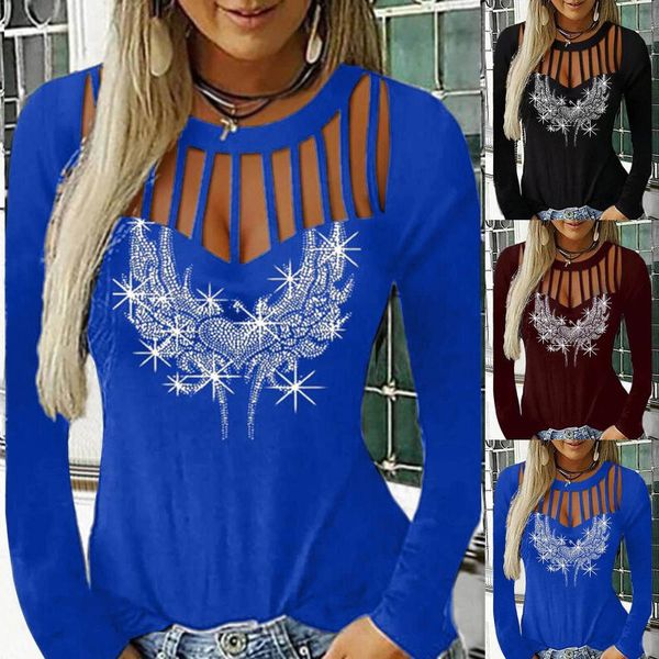 40# women blouse oversized o neck hollow-out studded long sleeve shirts casual christmas printed slim blouses, White
40# women blouse oversized o neck hollow-out studded long sleeve shirts casual christmas printed slim blouses, White