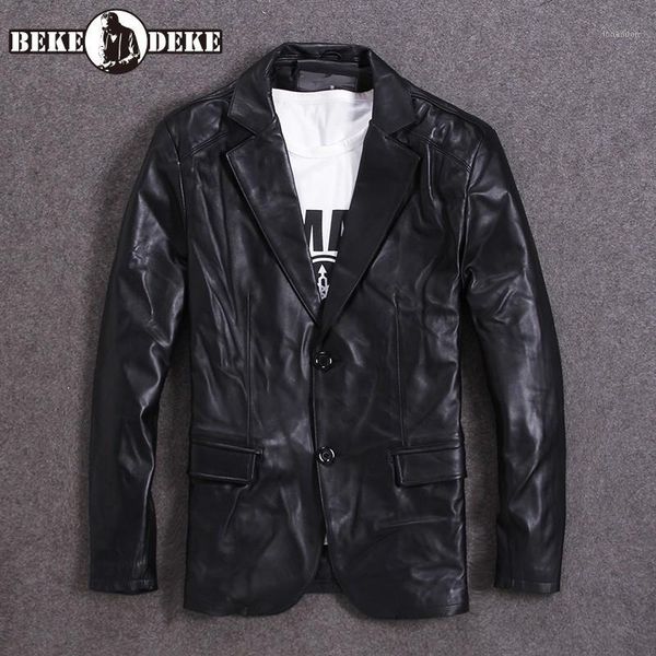 men's leather & faux sheepskin real blazer jacket business man single breasted slim fit coat genuine suit jackets men biker outwear1, Black
men's leather & faux sheepskin real blazer jacket business man single breasted slim fit coat genuine suit jackets men biker outwear1, Black