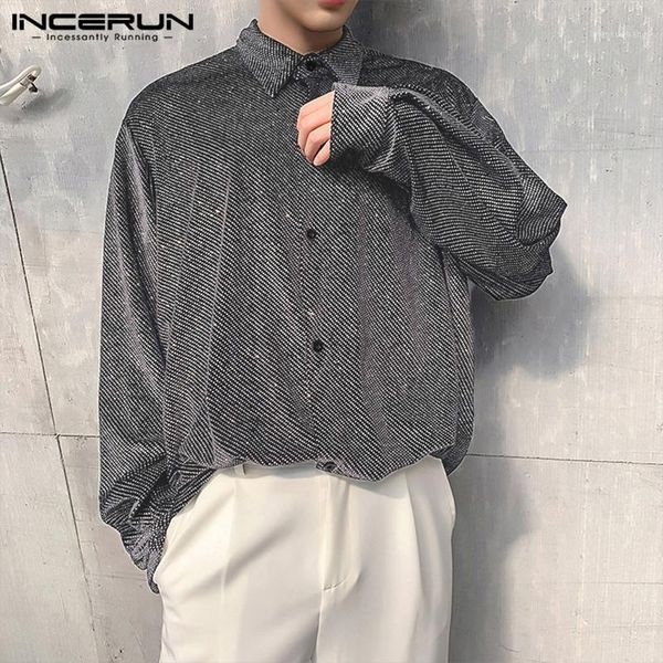 incerun fashion shiny shirt men loose chic long sleeve lapel collar nightclub party mens dress shirt casual blouse camisa 20191, White;black
incerun fashion shiny shirt men loose chic long sleeve lapel collar nightclub party mens dress shirt casual blouse camisa 20191, White;black