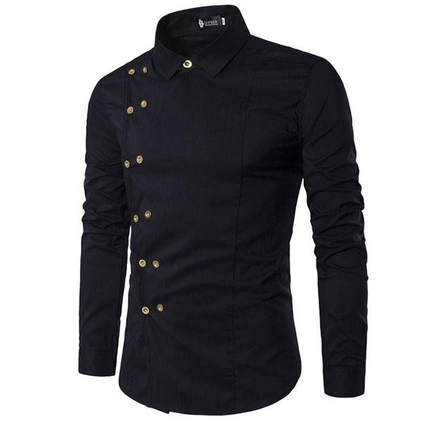 men's casual shirts wsgyj men 2021 fashion irregular double breasted long sleeve dress shirt solid color clothing, White;black
men's casual shirts wsgyj men 2021 fashion irregular double breasted long sleeve dress shirt solid color clothing, White;black