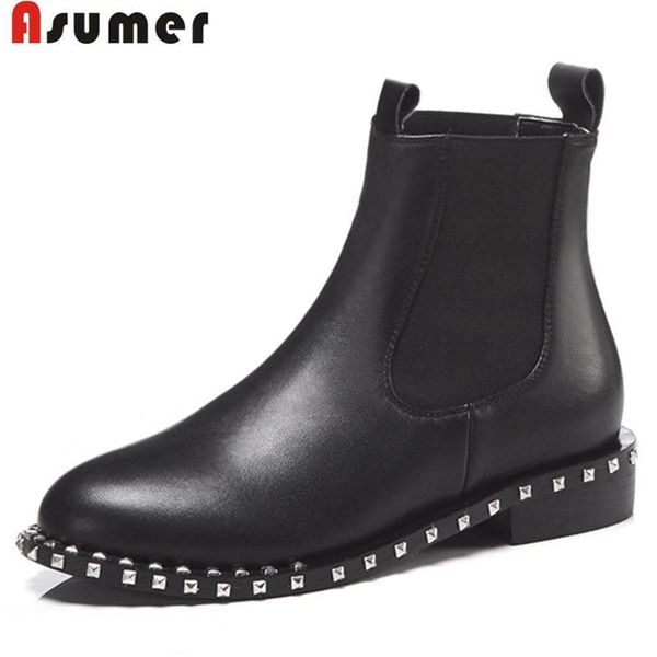 boots asumer 2021 fashion round toe genuine leather rivet knee high ankle for women square heel slip on winter, Black
boots asumer 2021 fashion round toe genuine leather rivet knee high ankle for women square heel slip on winter, Black