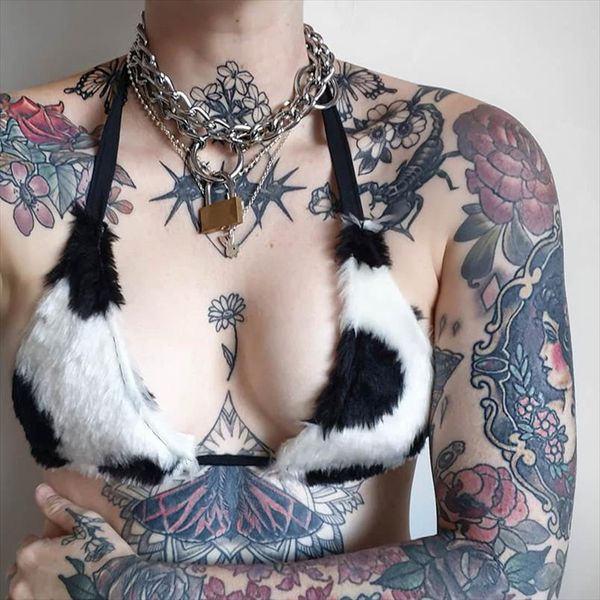 2020 ladies milk cow skin print warm corduroy mini bra crop women bow lace up halter camis backless party club, White
2020 ladies milk cow skin print warm corduroy mini bra crop women bow lace up halter camis backless party club, White