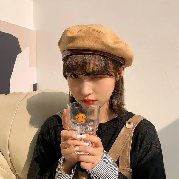 berets faux suede beret hat for women fall winter french designer pu band baret cap flat painter octagonal hats brimless, Blue;gray
berets faux suede beret hat for women fall winter french designer pu band baret cap flat painter octagonal hats brimless, Blue;gray