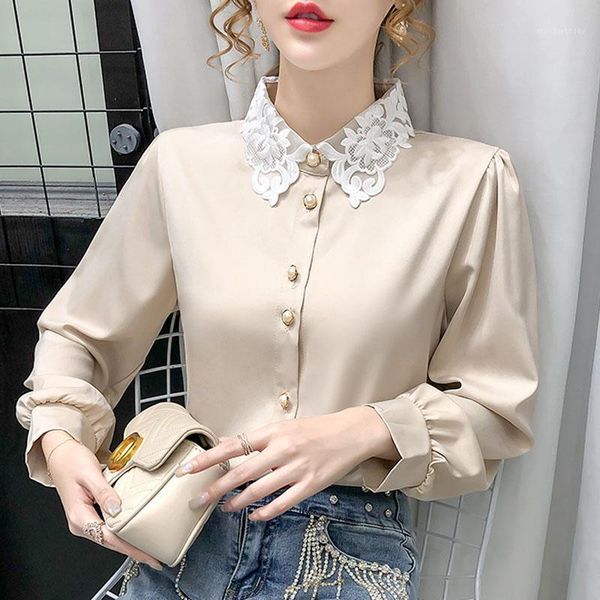 women shirt 2020 autumn new stitching office lady korean fashion clothing long sleeve lace blouse1, White
women shirt 2020 autumn new stitching office lady korean fashion clothing long sleeve lace blouse1, White