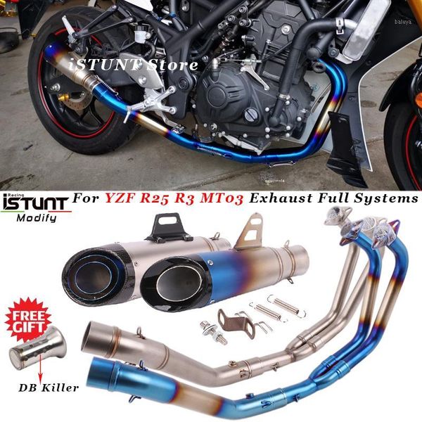 motorcycle exhaust system slip on for yzf r25 r3 mt03 full systems escape modified front middle link pipe muffler db killer1
motorcycle exhaust system slip on for yzf r25 r3 mt03 full systems escape modified front middle link pipe muffler db killer1