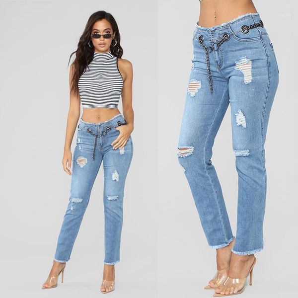 new elastic chain with pierced jeans european american internet celebrity foreign trade, cross-border casual pants womens jeans1, Blue
new elastic chain with pierced jeans european american internet celebrity foreign trade, cross-border casual pants womens jeans1, Blue